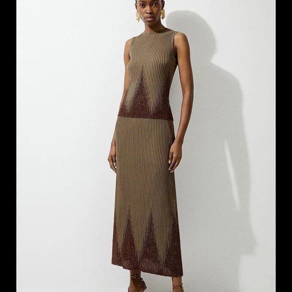Karen Millen Dresses & Skirts - Viscose Blend Shimmer Knit Top and Bottom Co-Ord